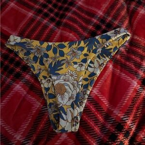 Zaful Floral Bikini Bottom - Yellow and Blue